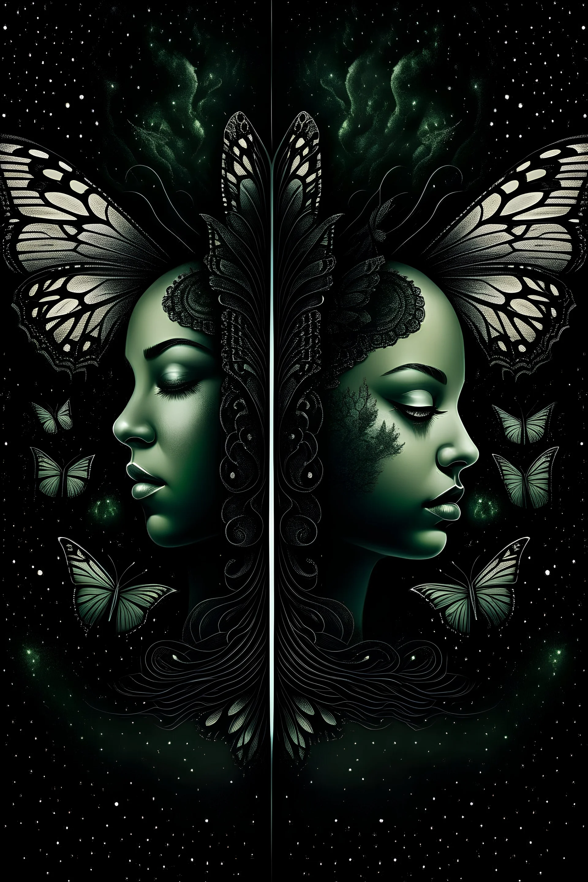 Metamorphosis. Metaphors, dark matter, illusions. Illustrate.