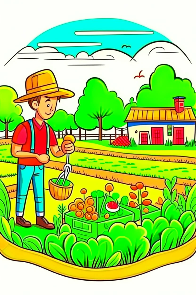 hand painted smart farming cartoon lengkap