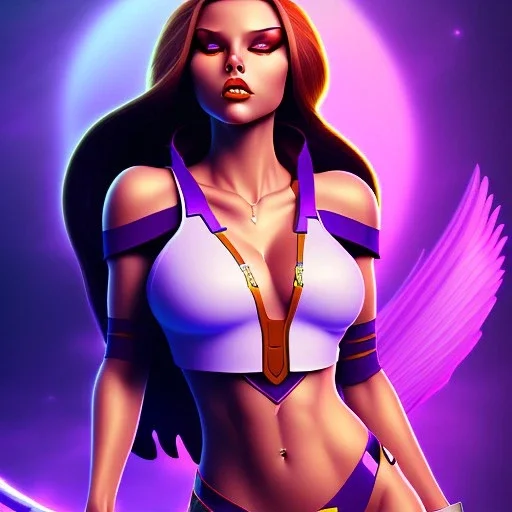Epic full body picture portrait of busty atletic young beautiful Raven teen titans Frank Frazetta styles