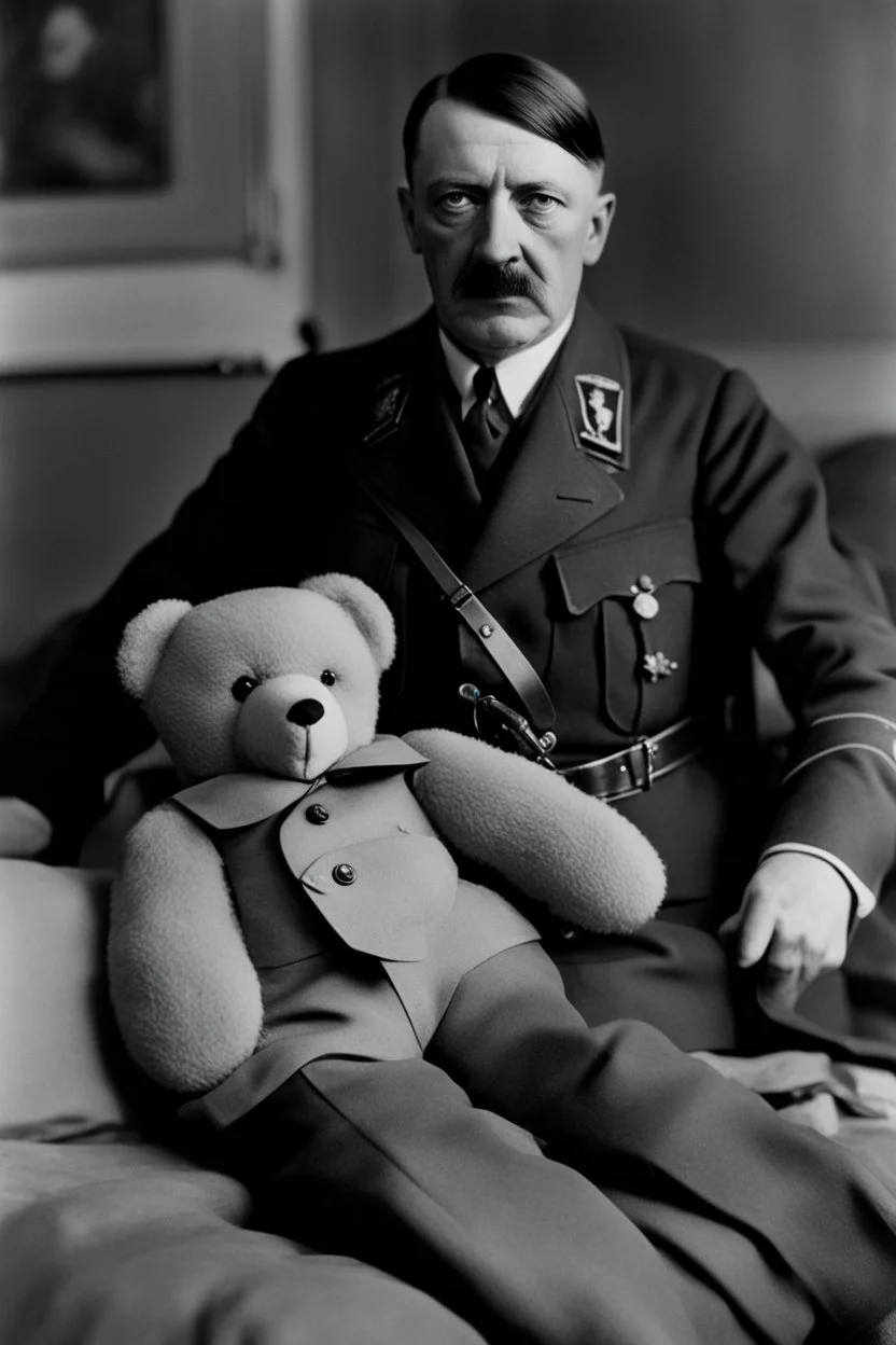 Adolf Hitler cuddling teddy