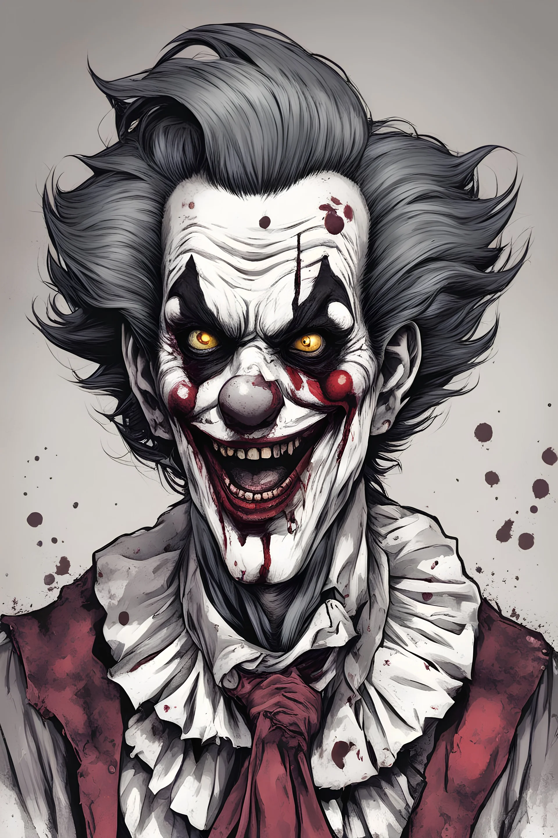 A zombie clown in manga style