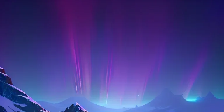 Massive Mountaintop summit, aurora borealis, fantasy, misty, snow storm