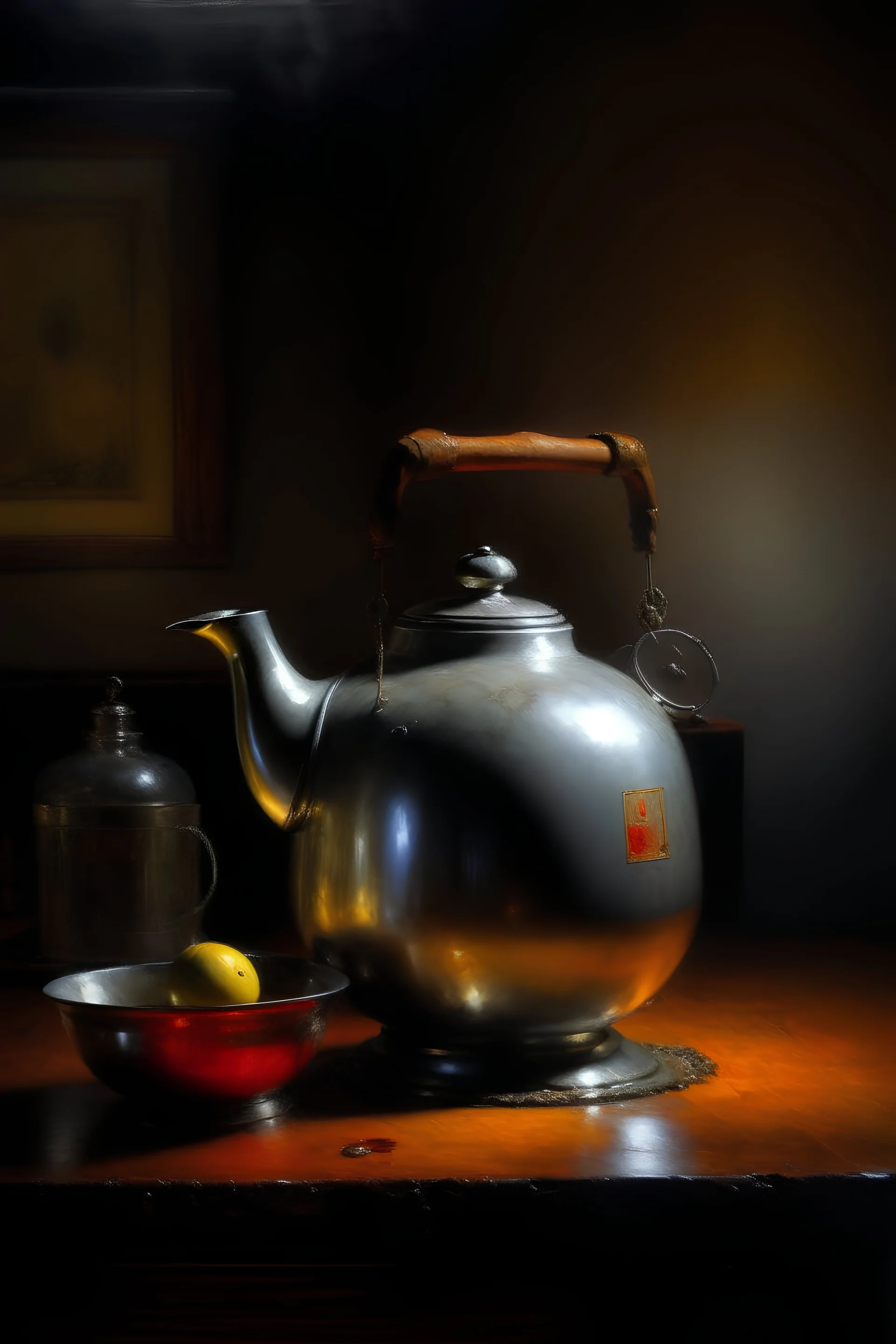 Living kettle, prize winning oil painting