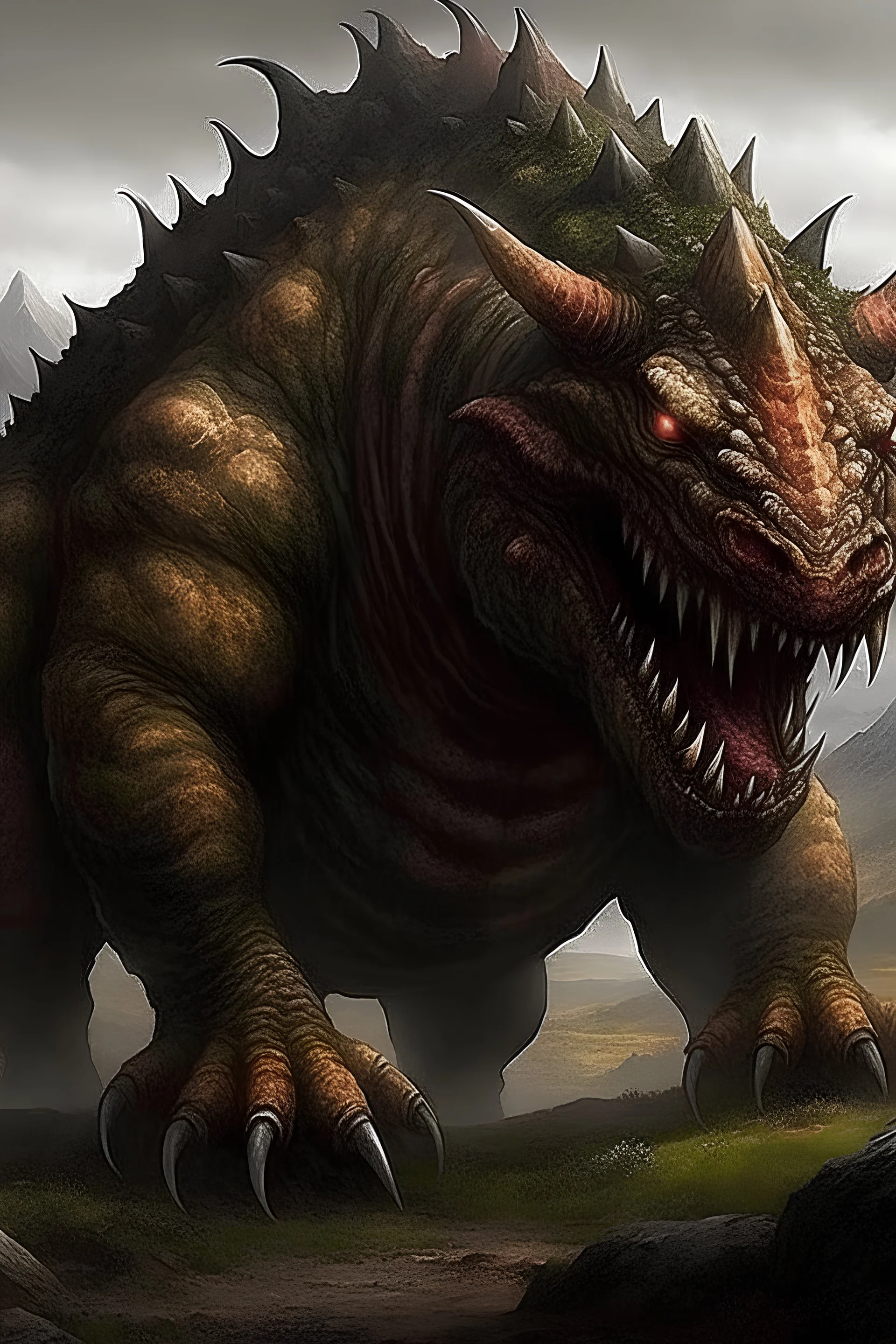 mountain monster beast huge maw giant animal brutal