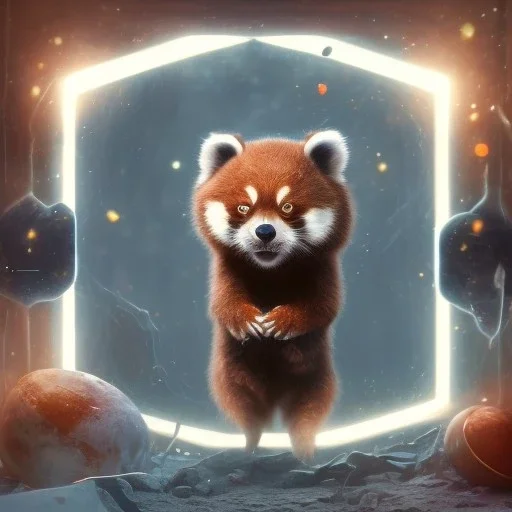 pixar art style of cute red panda baby in natural environment, monotone color, full body, by mobeius, au naturel, hyper detailed, digital art, trending in artstation, cinematic lighting, studio quality, smooth render, unreal engine 5 rendered, octane rendered, art style by klimt and nixeu and ian sprigger and wlop and krenz cushart