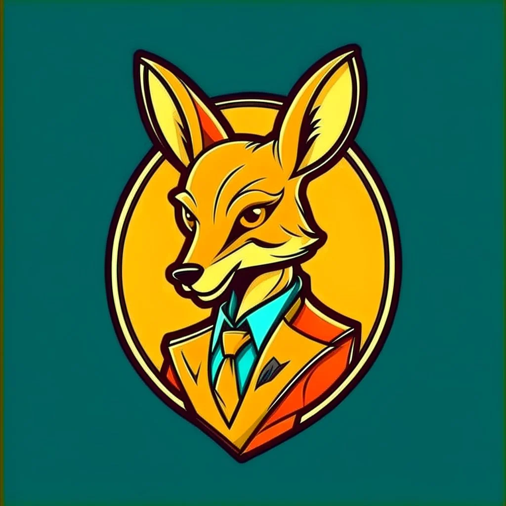 Kangaroo Mascot Logo in the style of 1997 pop culture, Fancy, Professional, Hotel Logo, ralph lauren look-alike.