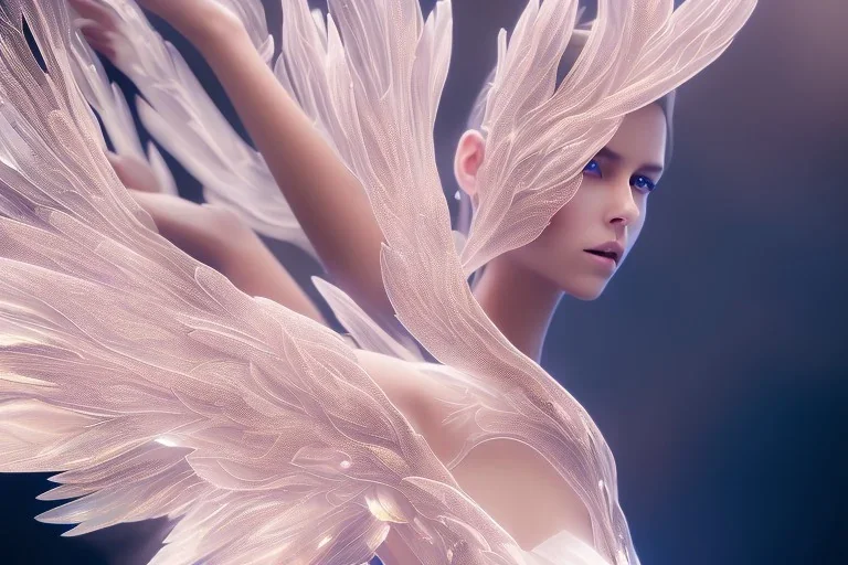 beautiful fairy very etheric , delicate colors, transparent wings, beautiful glamour dress, ultra sharp focus, 8k, unreal engine 5, extremely sharp detail, light effect