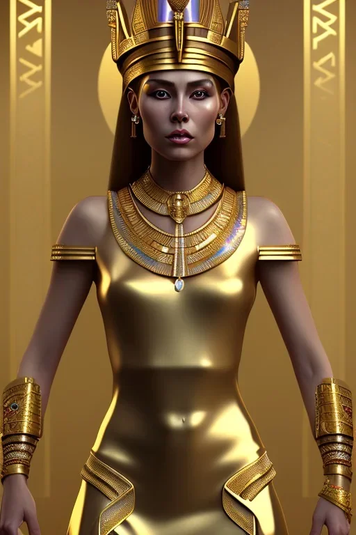 Beautiful pharaonic queen, pharaonic dress, clear features, too many details, 4k, 8k, portrait, 3d, fantasy