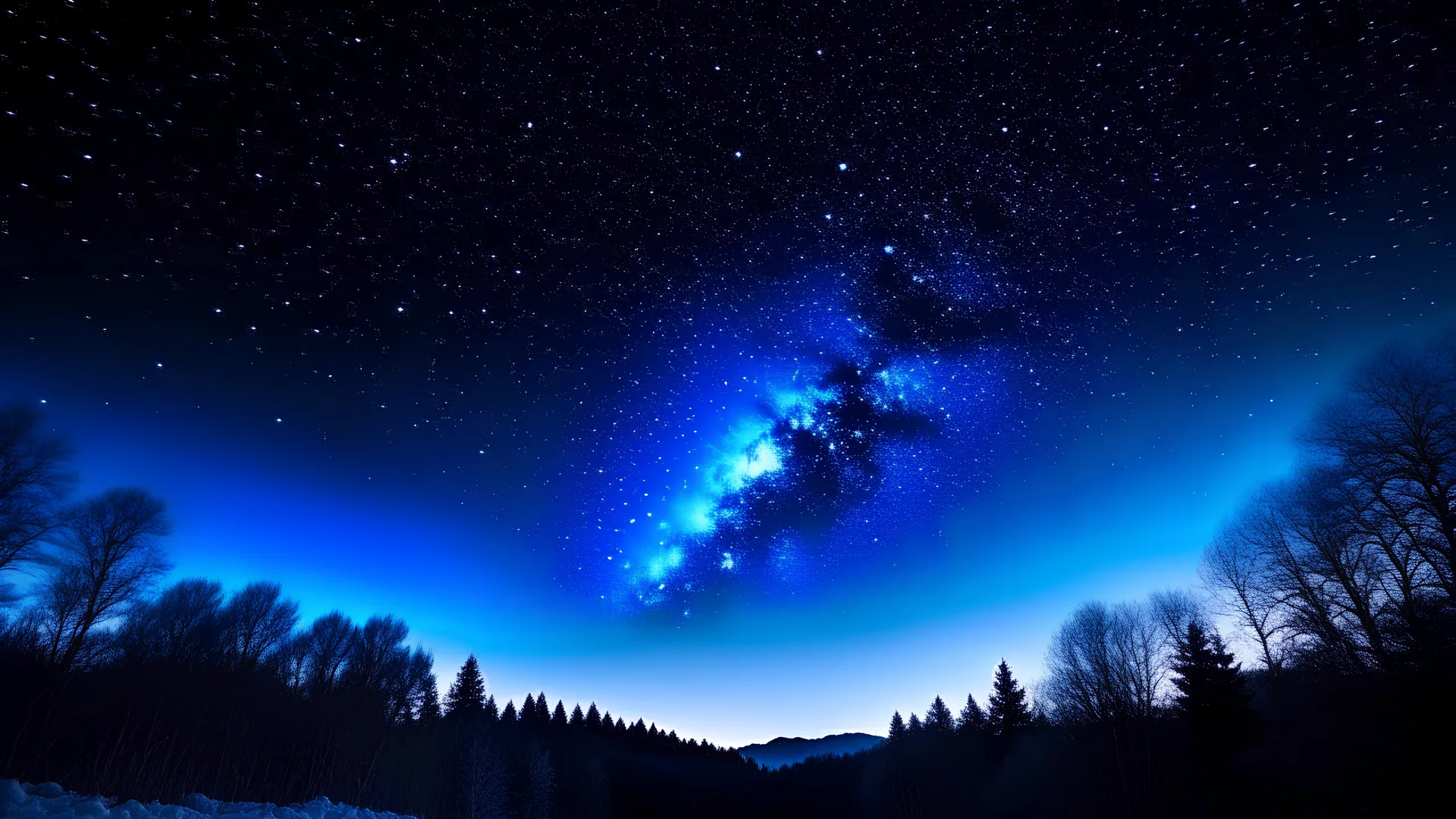 starry sky with snow