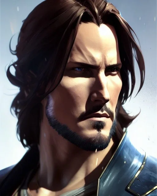 "matt mercer, 45 degree angle, full-scale head and shoulders portrait, 8k resolution concept art portrait by Greg Rutkowski, ultra detailed, Artgerm, WLOP, Alphonse Mucha dynamic lighting hyperdetailed intricately detailed Splash art trending on Artstation triadic colors Unreal Engine 5 volumetric lighting Splash art fantasy,"