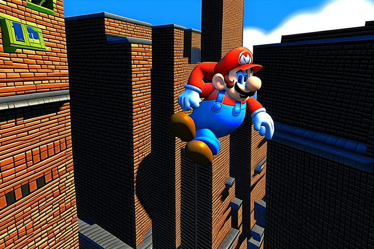 mario falling off building