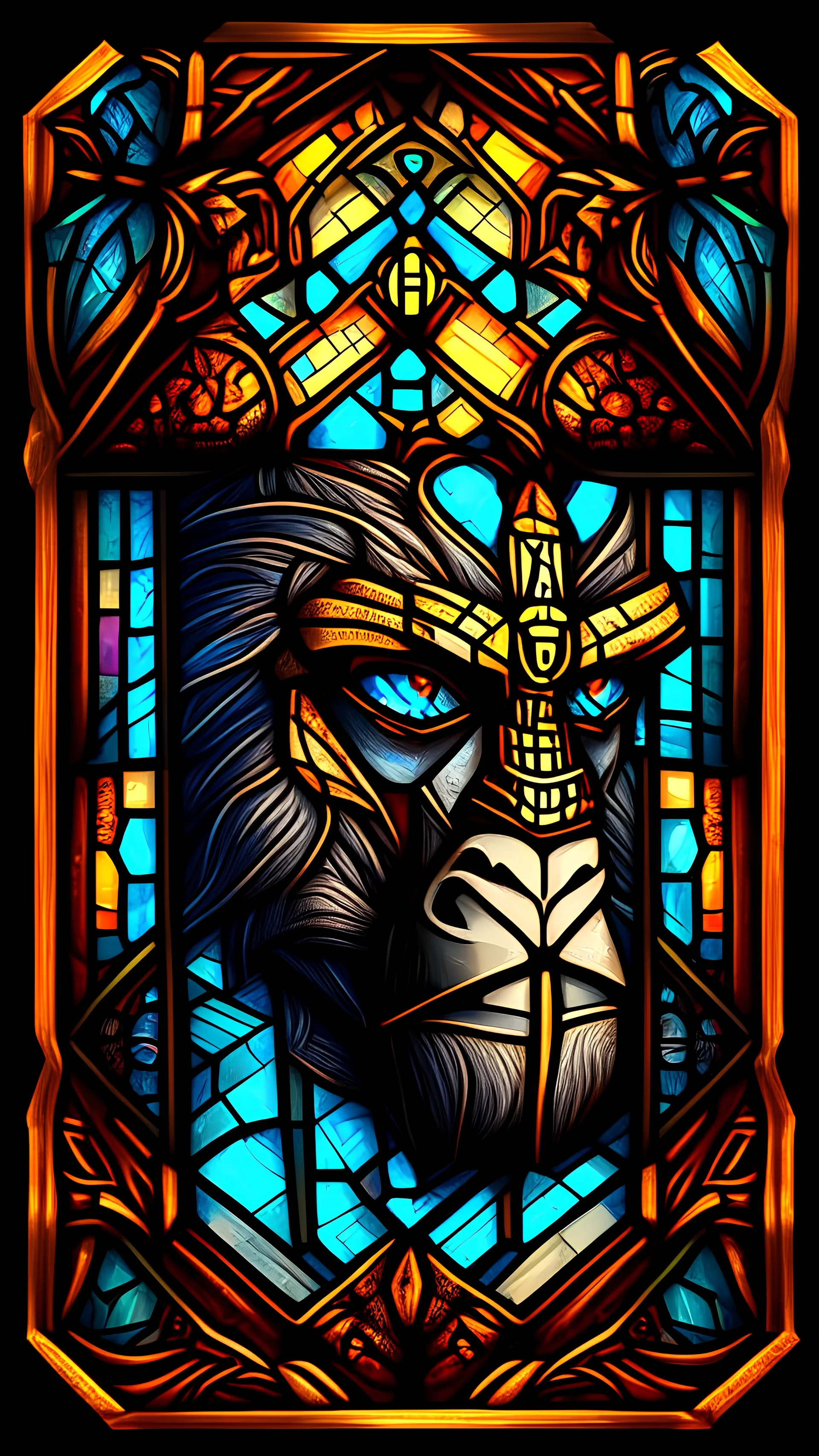a stained glass picture of a key, epic legends game icon, symmetrical portrait rpg avatar, game icon stylized, intricate art deco patterns, game icon, intricate stained glass triptych, 4 k symmetrical portrait, 4k symmetrical portrait, in style of primal apes, ios app icon, stained glass art, app icon, game icon asset, dishonored