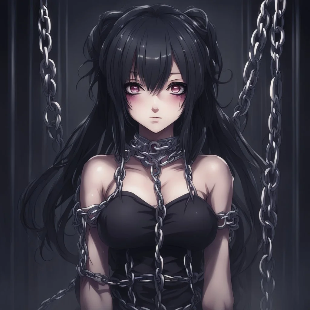 dark anime girl with a chains