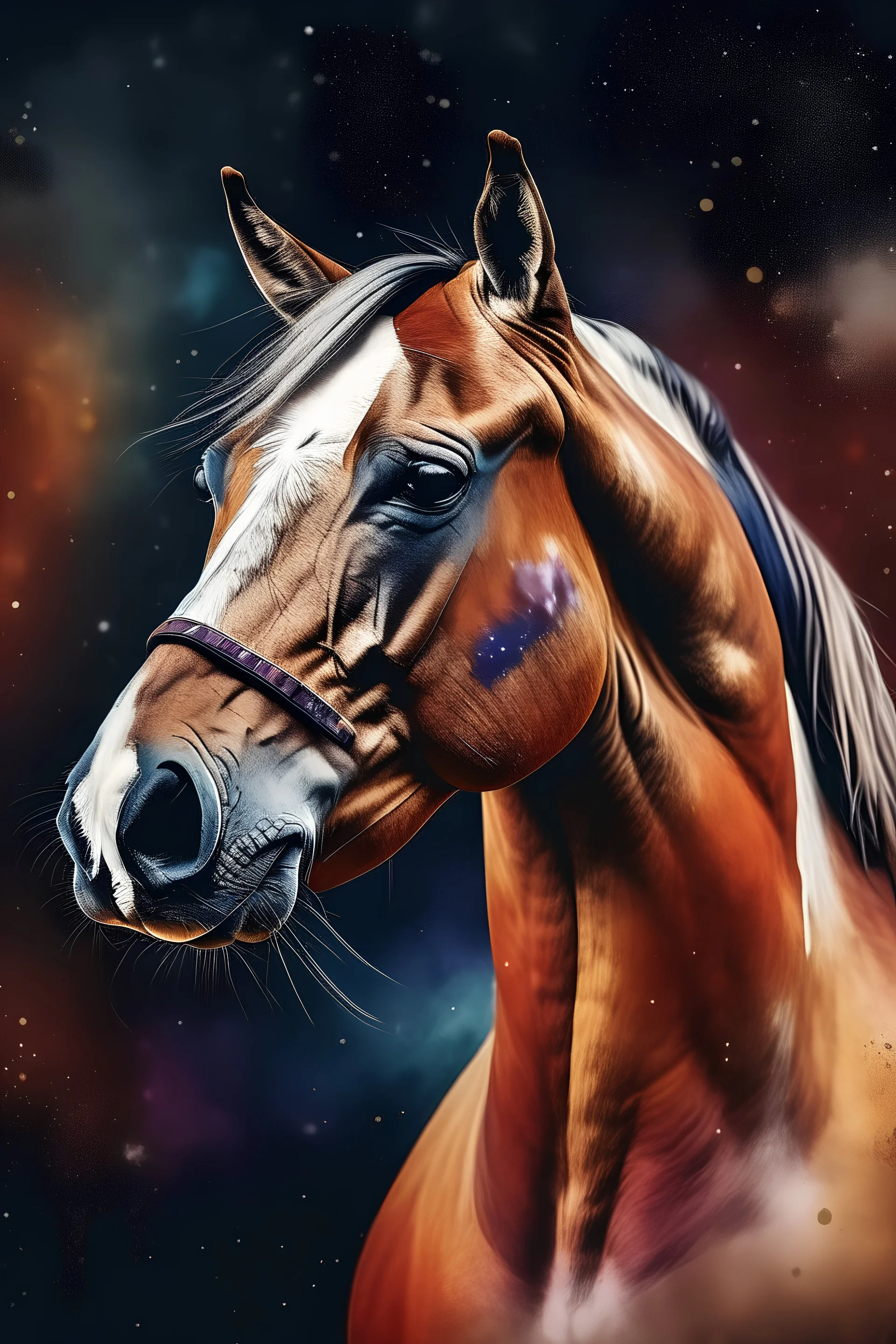 maximilist boho art horse potrait image with space