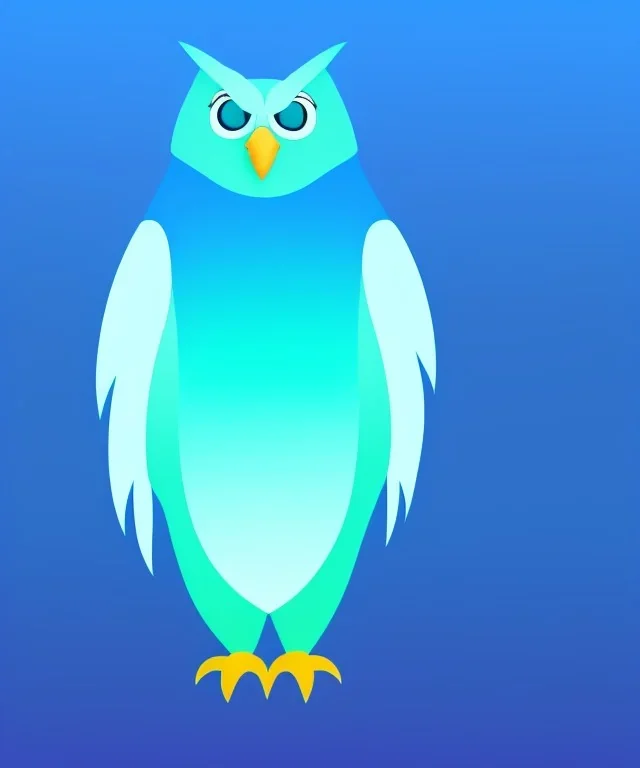 cute, full body owl gradient, one color background