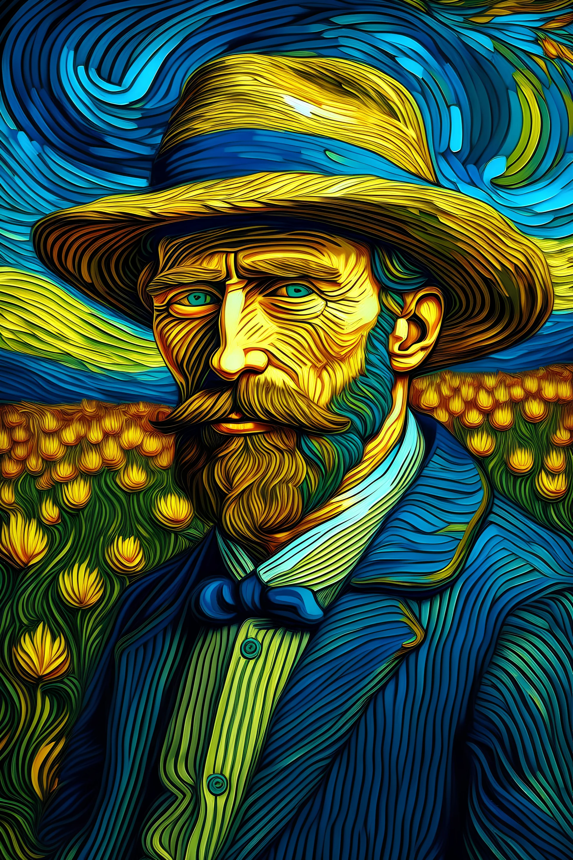 EU e-invoicing fine arts in van gogh style, digital