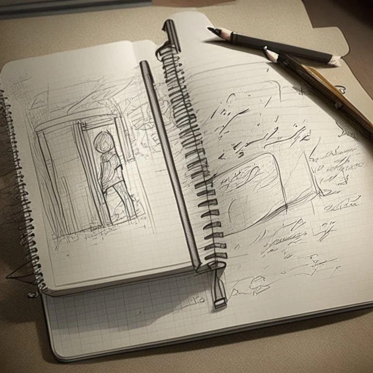 A notebook with sketches