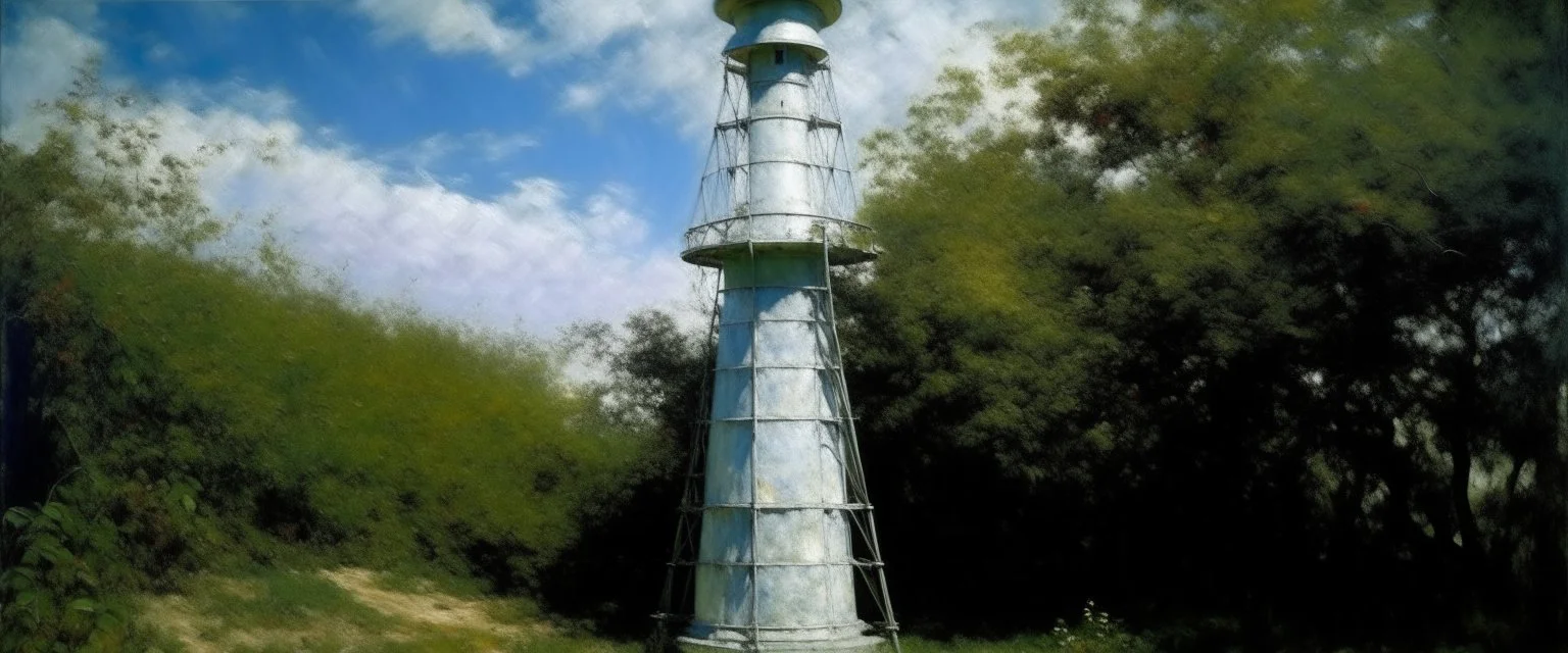 A white observatory with a telescope in the sky painted by Claude Monet