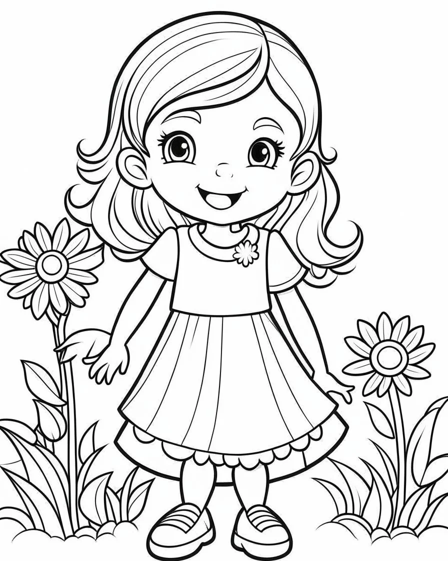 real cartoon coloring pages , no black color, no no flower, b/w outline art for kids coloring book page, Kids coloring pages, full white, kids style, white background, whole body, Sketch style, full body (((((white background))))), only use the outline., cartoon style, line art, coloring book, clean line art, white background, Sketch style