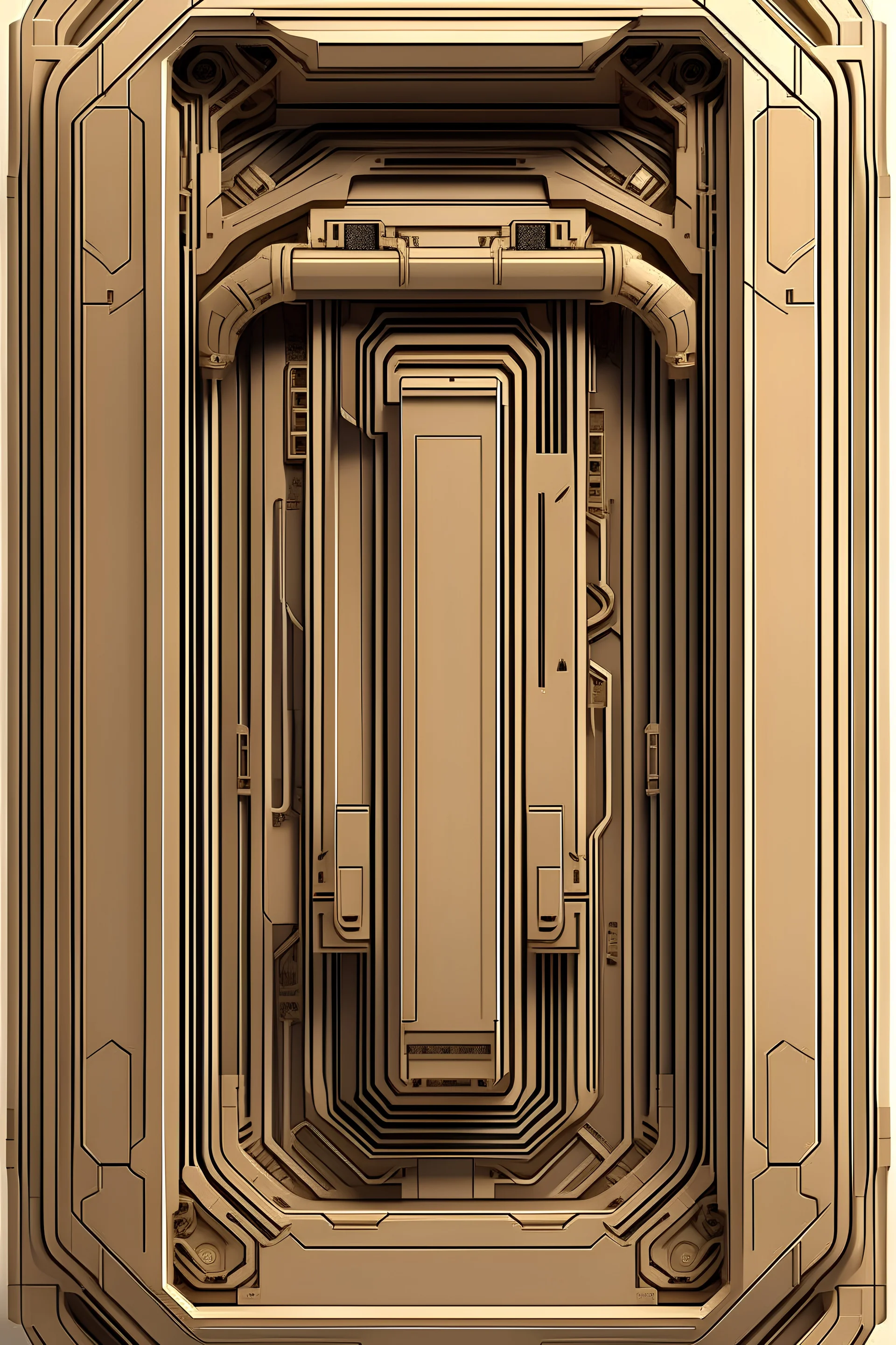front view of a frame with no background Realistic, beige, cyberpunk, biomechanical