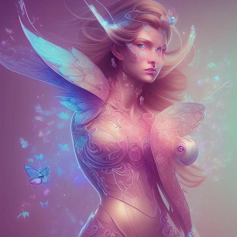 luminous pastel colors, butterfly