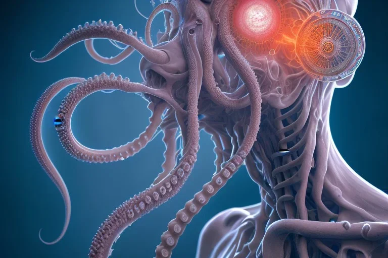 Spiritual Tentacles over human Head creating reality around