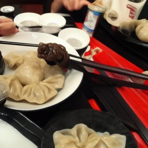 Darth Vader eating dumplings