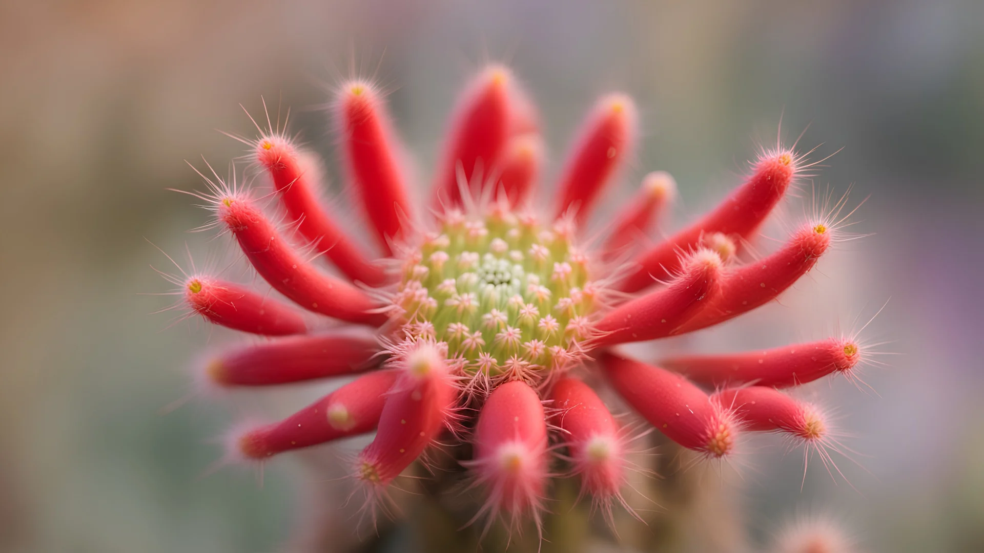 red cactus flower,close-up, blurred background