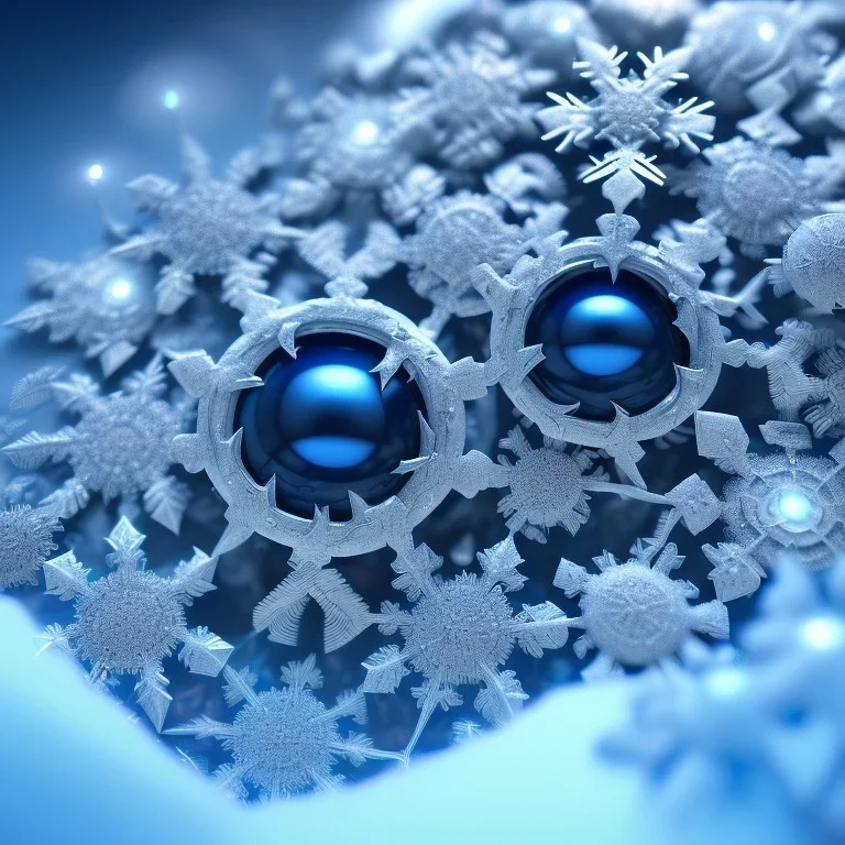  octane render, high detail, snowflake, macro, close up