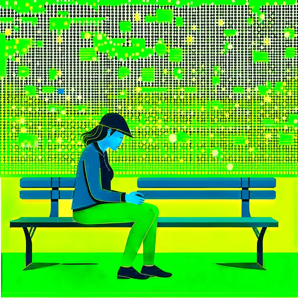 Processing of personal data The figure of a person sitting on a park bench, thinking about complex issues.