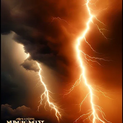 movie poster with stormy clouds and lightening