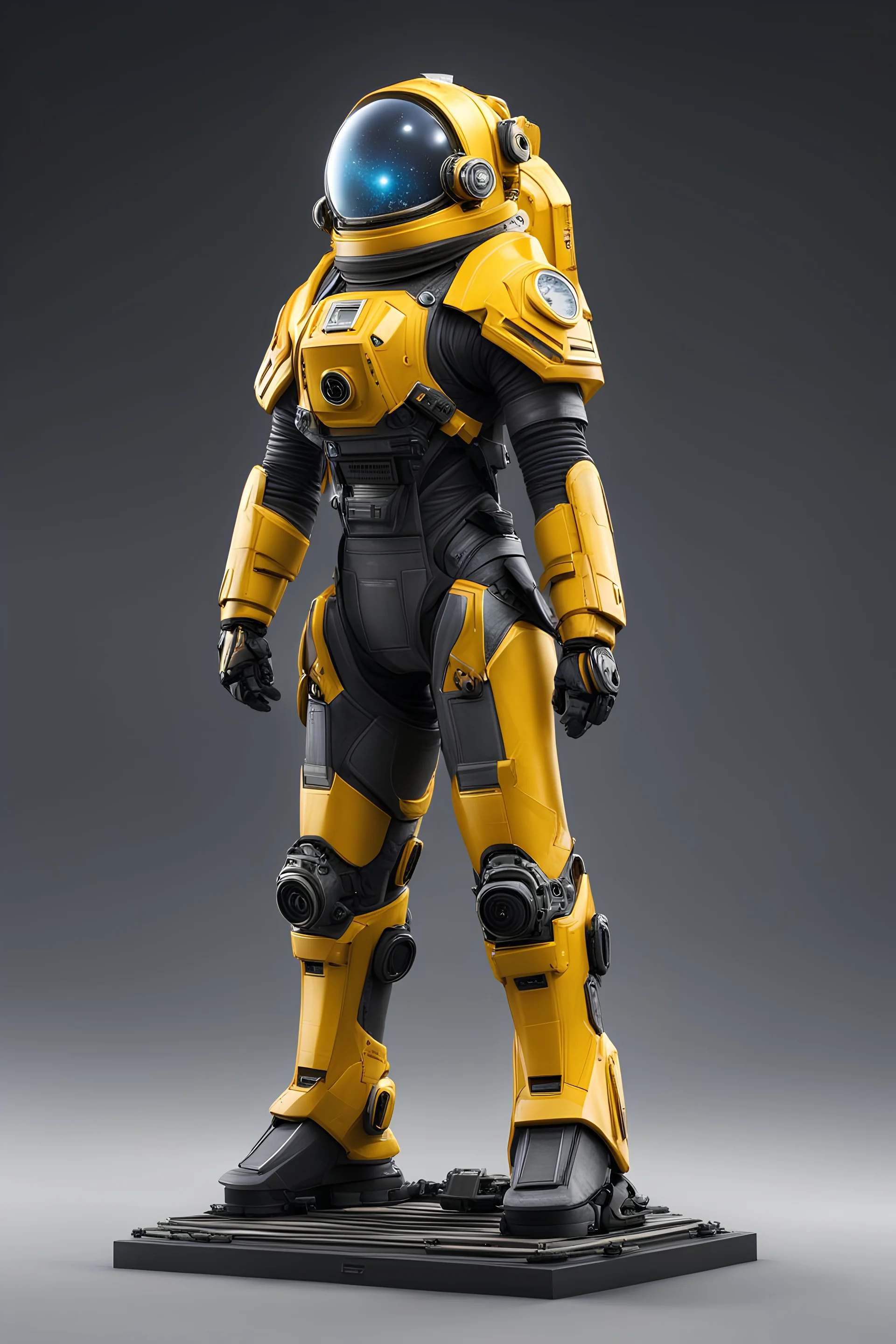 tabletop role-playing miniature of an space-farer wearing an atmospheric-pressure-suit in the style of space x, power loader. full body. concept art hyperrealism