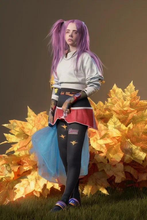 Billie Eilish, in stockings