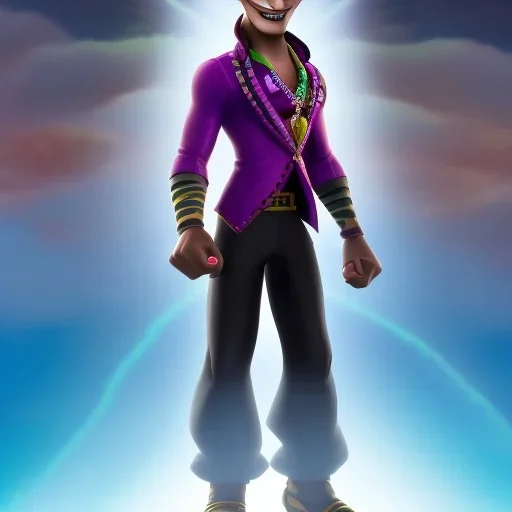 Character from Monster High, male, cannibal, body color is dark, eye color is yellow, sportswear, illustration, cartoon style
