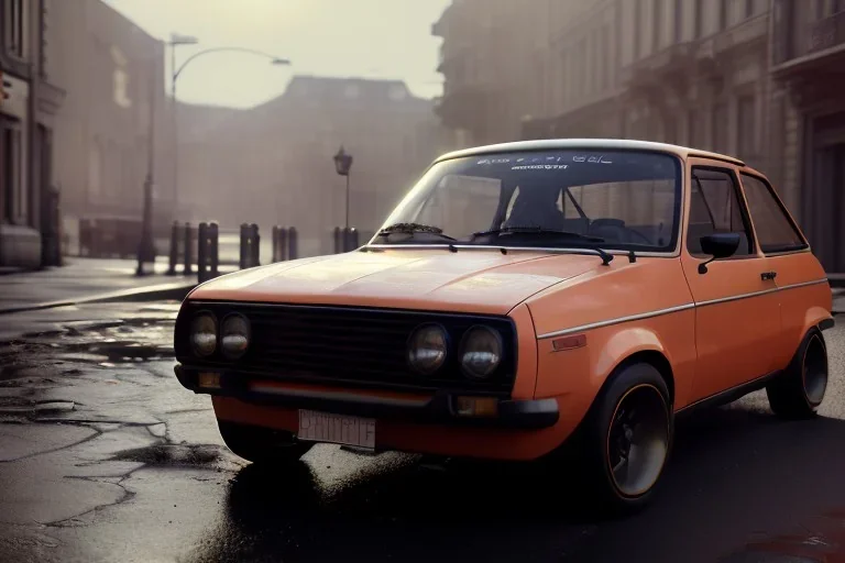 a renault 12 car version , 4k ,ultra realistic,concept 4k ,on street, parked