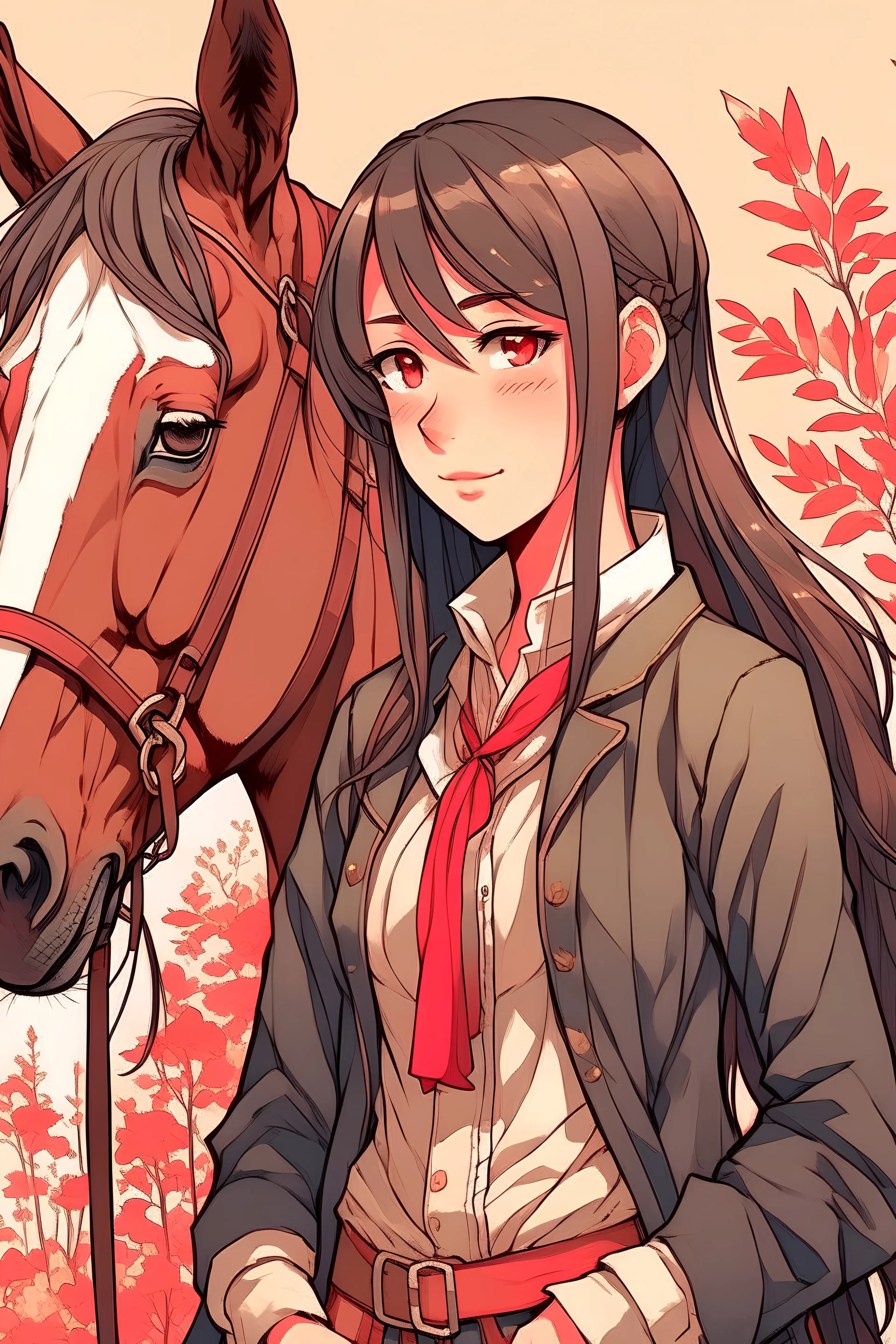 Anime woman with horse