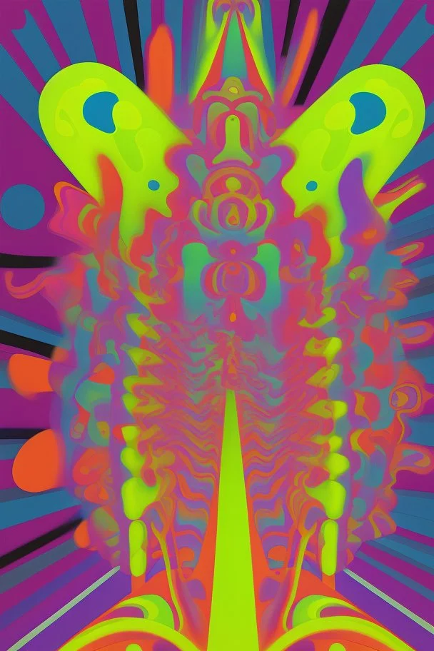 copertina album musicale anni 60 stile trip acidi fluo