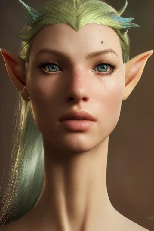 Photo of a gorgeous female elf, lovely face, art by stanley artgerm lau, marc simonetti, art by luis royo, realistic pretty face, half body shot, sharp focus, 8 k high definition, insanely detailed, intricate, elegant, bokeh foliage