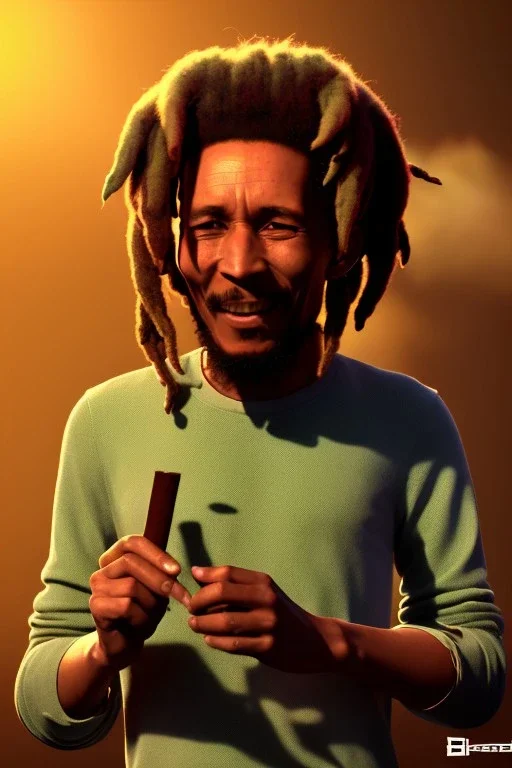 Bob Marley singing and smoking joint