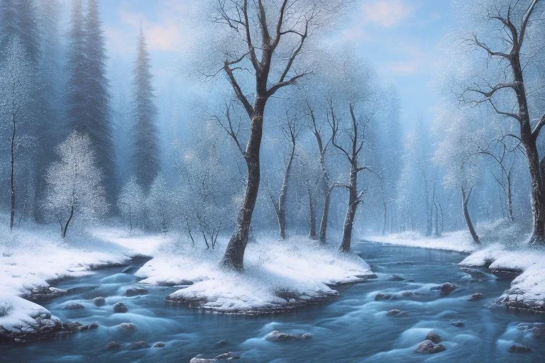 RIVER ROCK FOREST WINTER