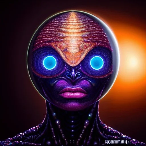 Ultra detailed fullbody Portrait in oil on canvas of The Alien ,extremely detailed digital painting, extremely detailed face,crystal clear Big Glowing eyes, mystical colors ,perfectly centered image, perfect composition, rim light, beautiful lighting, 8k, stunning scene, raytracing, anatomically correct, in the style of robert e howard and Ken Kelley and Ohrai Noriyoshi and Simon Bisley and tomzj1