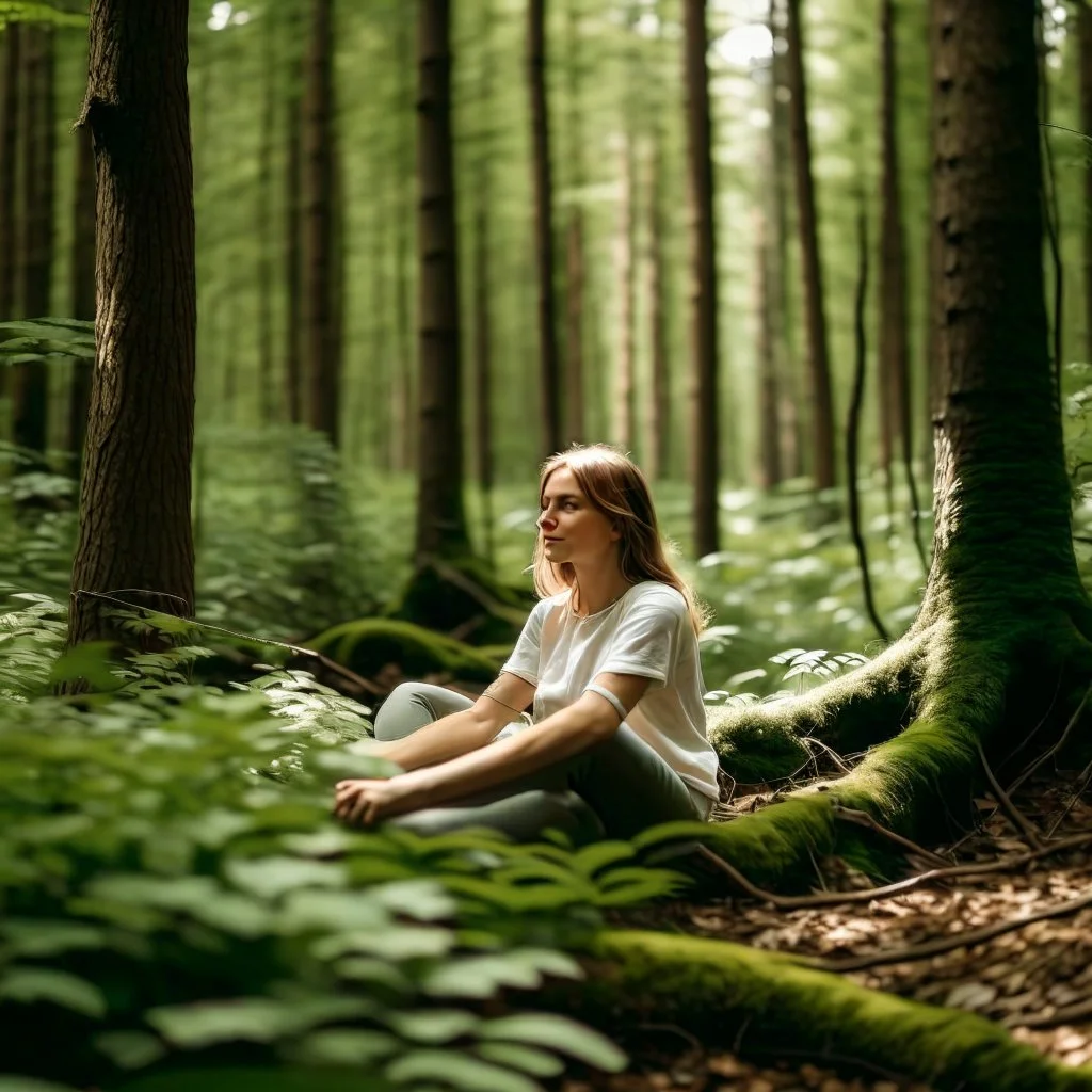 woman relaxing in the forest