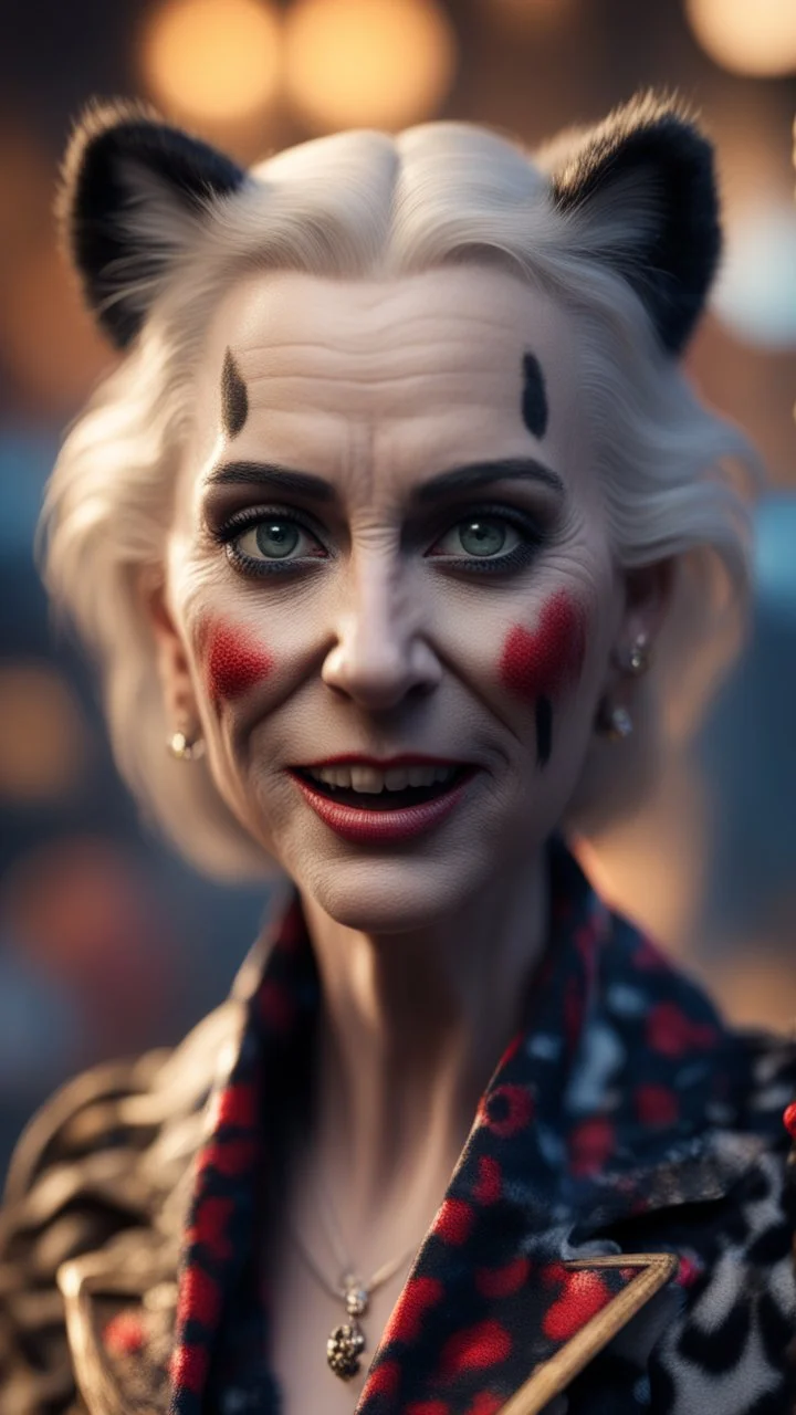 jo biden as a leopard vampire, bokeh like f/0.8, tilt-shift lens 8k, high detail, smooth render, down-light, unreal engine, prize winning