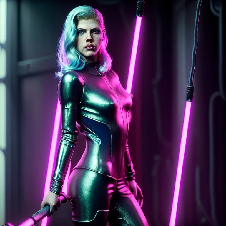 Actress, young Katheryn Winnick, blonde replicant woman, blade runner style, rain, fog, neon ambient, gradient color, clean skin, circuits, latex coat, cyber punk, neon, tubes, portrait, studio photo, unreal engine 5, smooth color, 16 bit, god lights, ray tracing, RTX, lumen lighting, ultra deatail, volumetric lighting, 3d, finely drawn, hd.