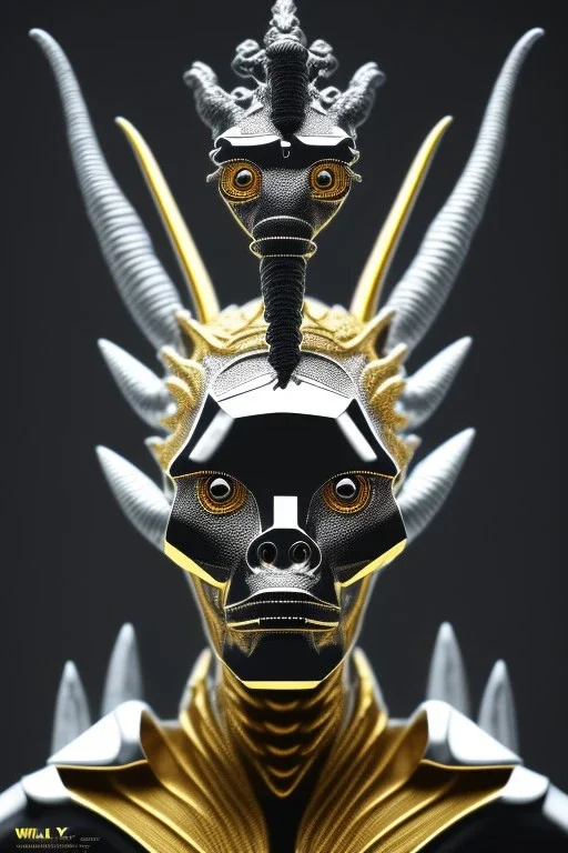 Silver alien, head, wicked, black eyes, blood, 8k, finely detailed, photo realistic, Anunnaki black male African Egyptian alien, cracks in the voodoo head, wicked, eyes, crown, Elephant, 8k, finely detailed, photo realistic, tiger turquoise skull head gold dragon space alien sun skeleton gold gorilla silver crown silver eyes