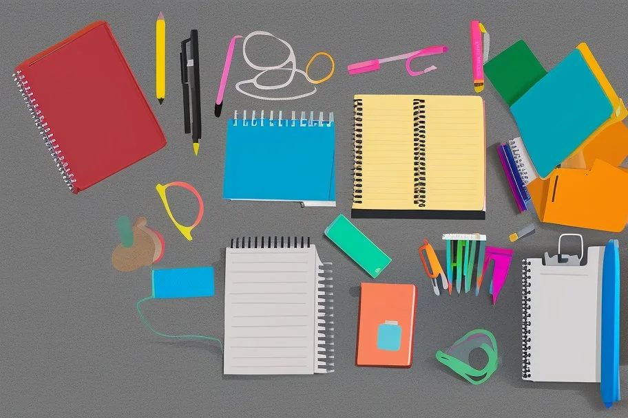 school supplies on a desk