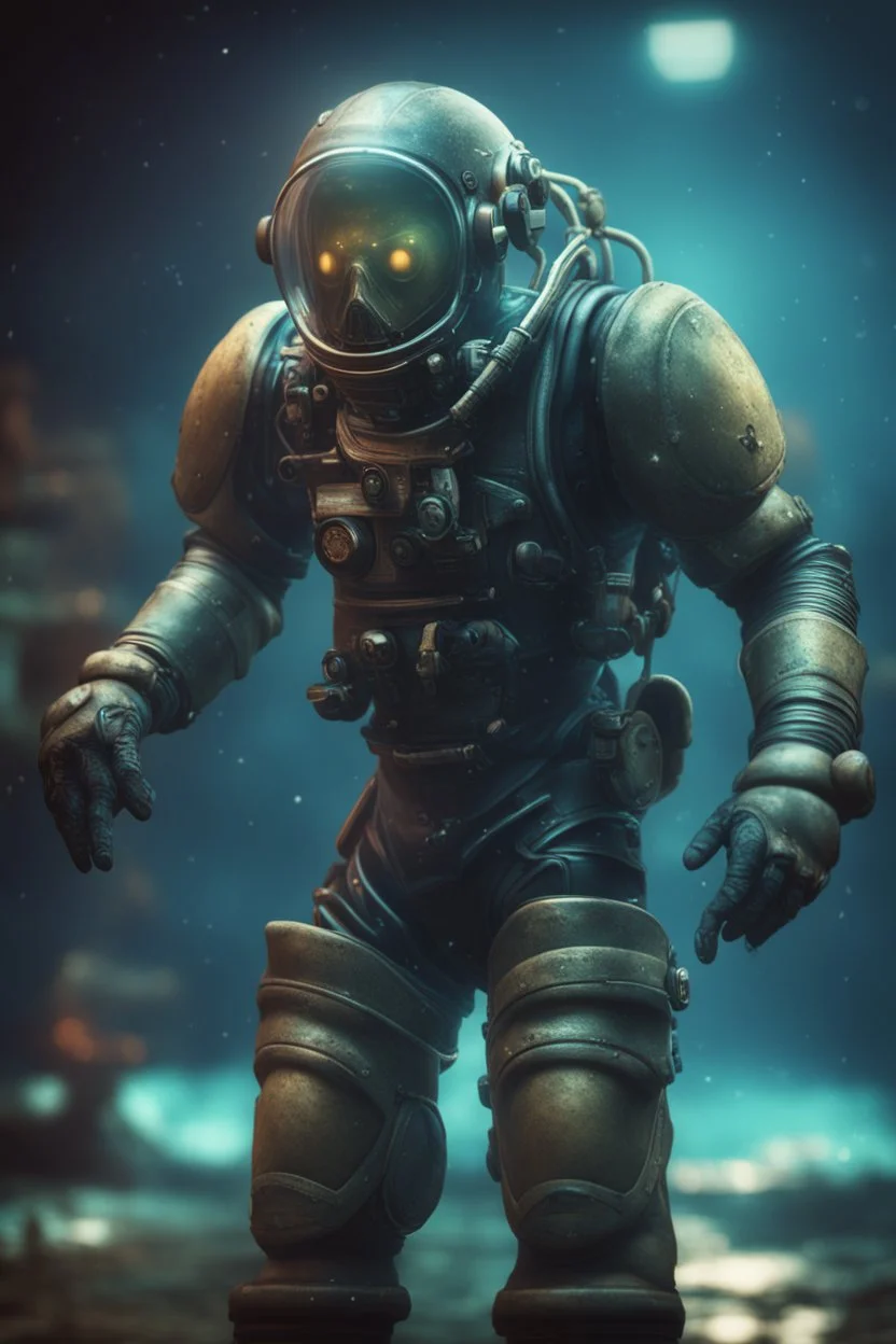 xcom's terror from the deep aquanaut warrior in fallout 4 setting, bokeh, downlight, prize winning, depth of field, in the style of ivo caprino