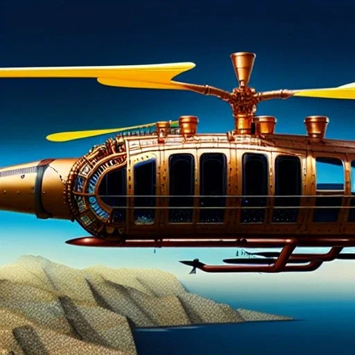 fullbody Drawing of 'sketch of Steampunk Helicopter',intricate detail,andrea bonelli,Kilian Eng,Ohrai,evan lee,Aleksandr Sidelnikov,KyuYong Eom,three quarters frontal aerial view,toned colors,16k