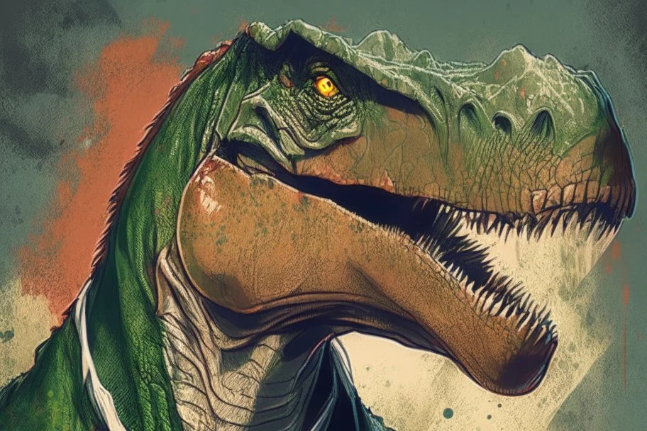 Dinosaur, T-rex, Comic style, portrait