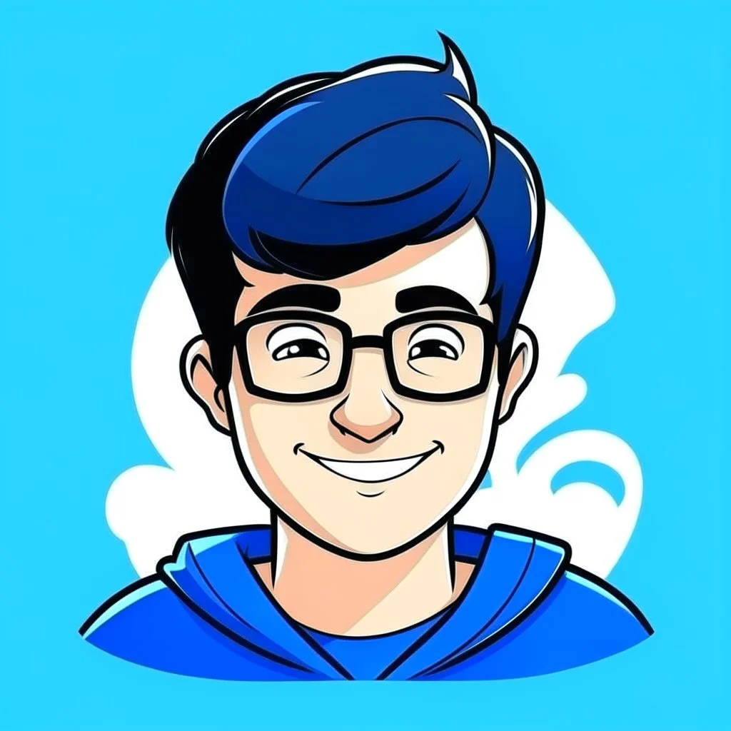 make a catoon profile picture for a blue youtube channel